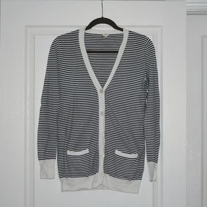 J. Crew navy and white striped long sweater
